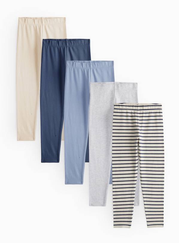 Blue & Striped Leggings 5 Pack 10 years